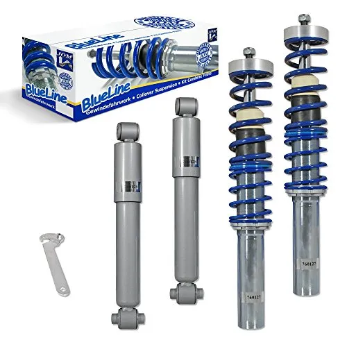 JOM 741022 BlueLine Gewindefahrwerk für Peugeot 206 - Fahrwerkssatz für Peugeot 206 (1998-2009) mit verstellbarem Höhenbereich von 35-50 mm, ideal für sportliches Fahren und verbesserte Straßenlage.