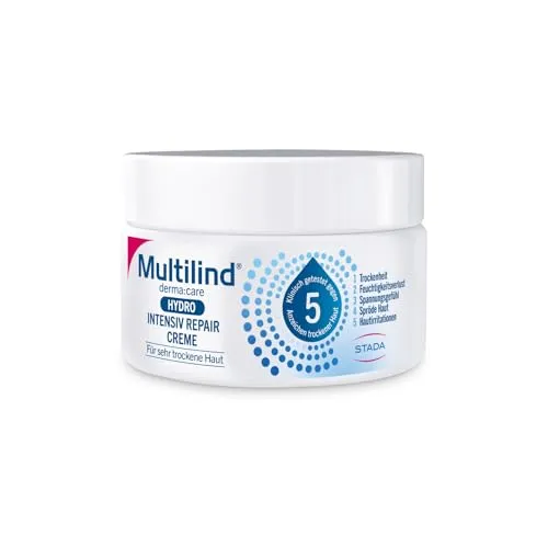 Multilind Dermacare Hydro Intensiv Repair Creme - Arzneimittel zur intensiven Pflege sehr trockener Haut, klinisch getestet gegen 5 Anzeichen trockener Haut und vegan, ideal für empfindliche Haut.