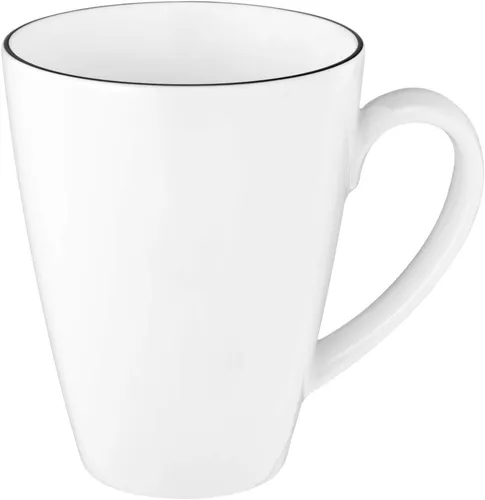 Seltmann Becher weiß Lido Black Line Set 6-teilig 0,35l - Kombiservices: Elegantes 6-teiliges Becherset aus hochwertigem Porzellan mit edlem schwarzen Rand, spülmaschinen- und mikrowellengeeignet für stilvolle Tischdekoration.