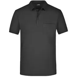 Men's Polo Pocket Klassisches Poloshirt mit Brusttasche schwarz, Gr. 3XL