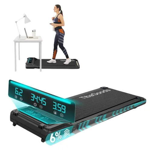 TiBa Laufband für Zuhause - Walking Pad mit Steigung bis 6% - Das TiBa Laufband bietet 3 Steigungsstufen für ein abwechslungsreiches Training. Mit bis zu 6 km/h und einem kompakten Design ist es ideal für Zuhause oder Büro – für mehr Bewegung im Alltag.