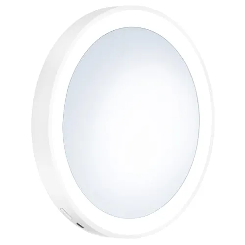 Smedbo Outline Lite LED Kosmetikspiegel FX625 - Kosmetikspiegel mit 7-facher Vergrößerung und praktischen Saugnäpfen, ideal für präzises Make-up und Hautpflege.