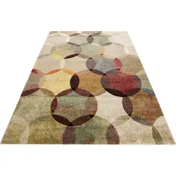 Esprit Teppich Modernina ESP-3378, rechteckig, grün, 133 cm x 200 cm - Moderner Kurzflorteppich in buntem Design, ideal für Wohnzimmer und Schlafzimmer. Strapazierfähig und pflegeleicht, mit rutschhemmender Unterlage empfohlen.