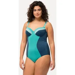 Ulla Popken Badeanzug mit Glitter und Softcups in Blau (Größe 52) - Sportlicher Badeanzug mit elegantem Glitter, ideal für den Strand. Aus recyceltem Material gefertigt und mit Softcups für zusätzlichen Komfort. Pflegeleicht und perfekt für unbeschwerte Sommertage.