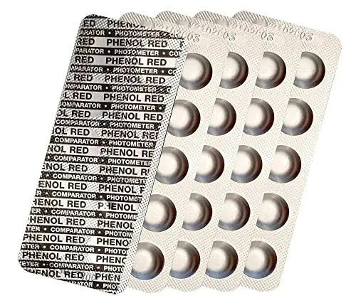 harren24 Photometer Testtabletten Chlor DPD1, DPD3, Aktivsauerstoff DPD4, pH-Wert Phenol Red, Alkalinity M, CYA, Poollab Wassertester 50x 100x 250x 500x (Phenol Red / 50x)