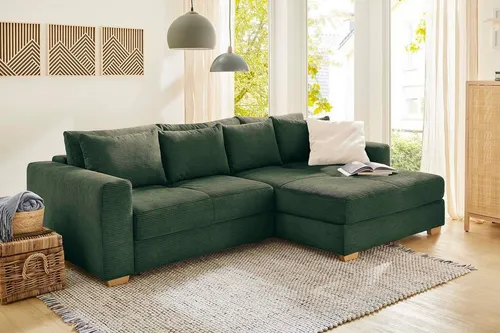 Jockenhöfer Gruppe Ecksofa Kampen L-Form, B: 288 cm, mit Bettfunktion, Bettkasten & Zierkissen, Federkern