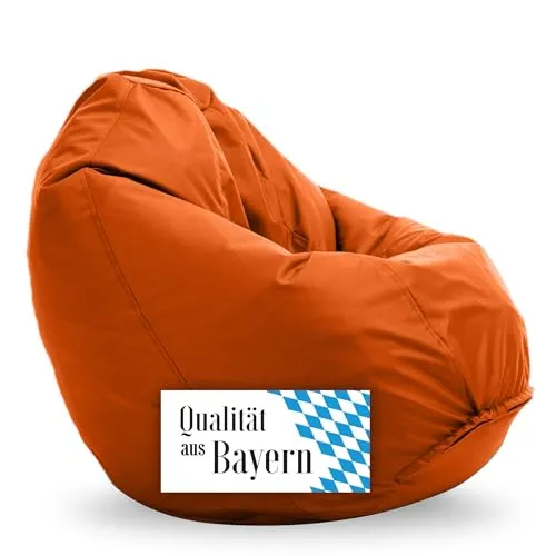 Bruni Bean Bag Classico M - Orange Sitzsack für Indoor & Outdoor - Hochwertiger und robuster Sitzsack in Tropfenform (80 x 70 cm). Leicht, mit abnehmbarem Bezug und lebensmittelechten Füllperlen. Ideal zum Entspannen und Zocken, hergestellt in Deutschland.