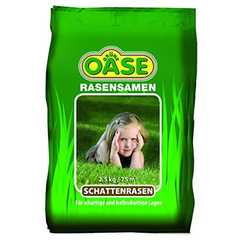 Grüne Oase Rasensamen GO-130 Schattenrasen 2,5 kg - Gräsersamen für schattige Lagen, ideal zur Neuansaat von 75 m² Rasenfläche. Hochwertiges Saatgut, hergestellt in Deutschland!