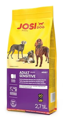 JosiDog Adult Sensitive (1 x 2,7 kg) | Adult | Premium Trockenfutter für empfindliche Hunde | besonders bekömmlich mit viel Geflügelprotein | glutenfrei | Powered by JOSERA | Hundefutter | 1er Pack