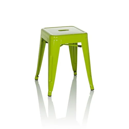 hjh OFFICE Metall Hocker VANTAGGIO Grün - Stapelbarer Sitzhocker im Industry-Design - Moderne Esszimmerstühle aus robustem Metall, ideal für Zuhause und Gastronomie. Der Hocker ist stapelbar, pflegeleicht und belastbar bis 150kg.