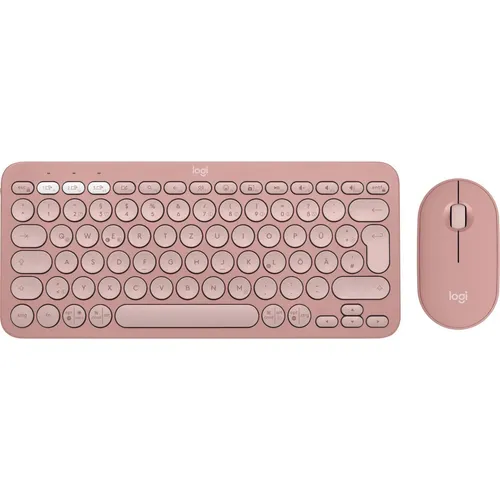 Logitech Pebble 2 Combo Rosa - Schlanke Multi-Device Bluetooth-Tastatur und -Maus, kabellos mit 10 m Reichweite und anpassbaren Tasten