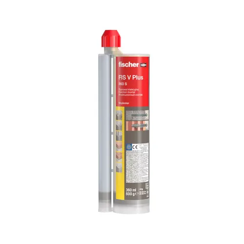 Fischer Injektionsmörtel FIS V Plus 360 S, Hochleistungsmörtel mit Statikmischer - Mörtel für sichere Schwerlastbefestigungen in Hochlochziegel, Vollziegel und Beton. Extra stark und blasenfrei, ideal für Innen- und Außenbereich.