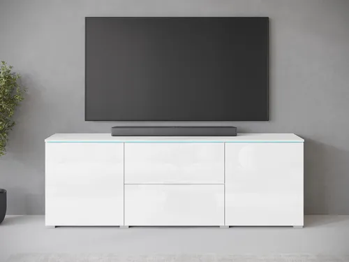 MINIO go for it, große Kommode „VEVE“, 180 cm, mit Hochglanzfronten, 2 Türen, 2 Schubladen, Weiß Farbe