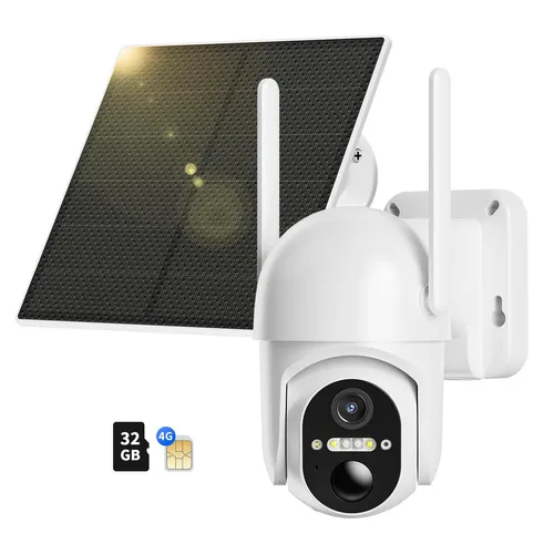 NUASI 4G LTE Überwachungskamera Aussen Akku mit SIM Karte & 32GB Speicherkarte, 2K Kabellos Solar PTZ Kamera Outdoor Ohne WLAN, Farb-Nachtsicht, 355°/100° Schwenkbar, PIR Erkennung, 2-Wege-Audio, IP66