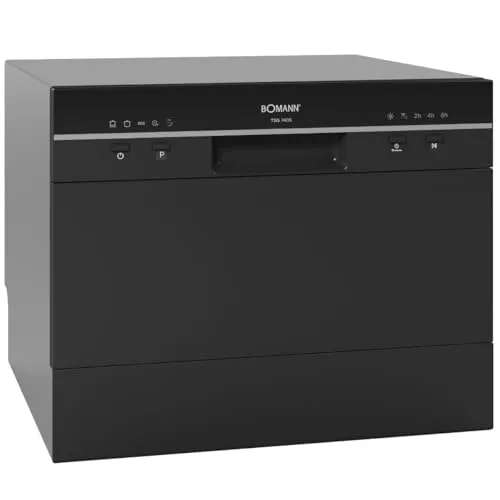 Bomann® Mini Geschirrspüler TSG 7405 schwarz - Kompakte Geschirrspülmaschine für kleine Küchen und Camping, ideal für 6 Maßgedecke. Mit 5 Programmen und Überlaufsicherung für perfekte Reinigungsergebnisse.