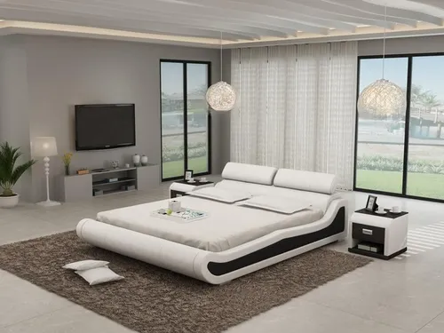 Wasserbett Hotel Doppelbett mit USB und Lederpolsterung - Elegantes Wasserbett mit modernem Design und stufenlos einstellbarer Beruhigung. Ideal für erholsame Nächte im Schlafzimmer. Wählbare Farben und hochwertige Materialien.