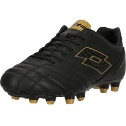 Lotto Stadio 705 Fußballschuh für festen Untergrund und Naturrasen in Gold/Schwarz - Größe 42 EU - Sportlicher Fußballschuh mit runder Schuhspitze und Schnürung. Ideal für festen Untergrund. Robustes Obermaterial sorgt für eine lange Lebensdauer und optimalen Halt.