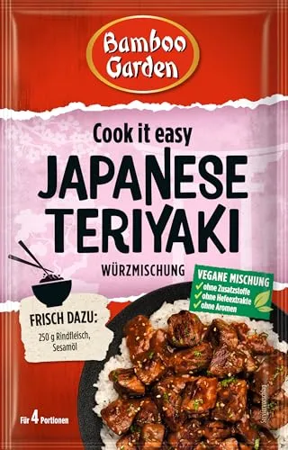Bamboo Garden - Teriyaki Seasoning Mix | Gewürzmischung für Teriyaki | Für 4 Portionen | Ohne Geschmacksverstärker und Konservierungsstoffe | 25 g im Beutel