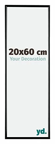 Your Decoration - Bilderrahmen 20x60 cm - Schwarz Hochglanz - Bilderrahmen aus Kunststoff mit Acrylglas - Antireflex - 20x60 Rahmen - Evry