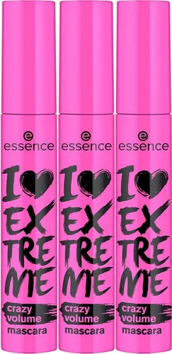 Essence I LOVE EXTREME Crazy Volume Mascara - Mascara für spektakuläres Volumen mit cremiger Textur und extra-großer Bürste, ideal für einen dramatischen Augenaufschlag. Augenärztlich getestet und in coolem Pink.