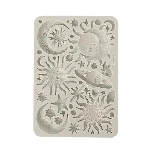 Stamperia - Silicon Mould A5 for Scrapbooking, Bullet Journals and More, Non-Stick, Suitable for Air-Dry Clay, Resin and More, Perfect for Crafts and Gifting (Favourites Refresh, Sun and Moon)