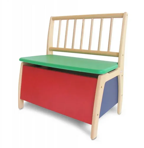Geuther Kindersitzgruppe Truhenbank Bambino aus Holz – Bunte Sitzbank mit Stauraum - Praktische Truhenbank aus massivem Holz mit Stauraum und Deckelbremse. Ideal für Kinder bis 6 Jahre, sicher und einfach montierbar. Perfekt für Spielzeug und mehr!