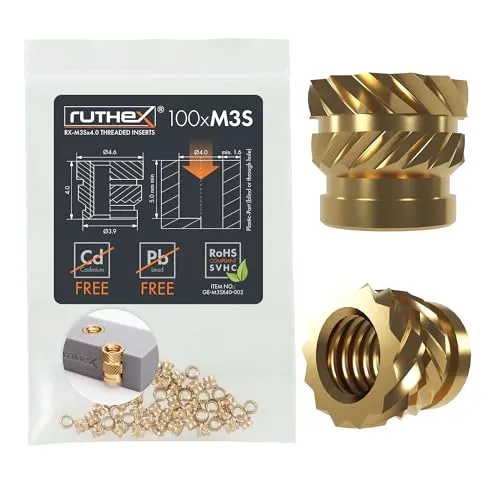 Ruthex M3 Short threaded insert – Rx-M3Sx4.0 - 100 pcs GE-M3Sx40-002