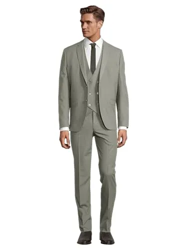 Steffen Klein Herren Business Anzug 3-teilig mit Weste - Eleganter 3-teiliges Herrenanzug im Slim Fit, ideal für jede Gelegenheit. Der klassische Stoff bietet edle Oberfläche und Formbeständigkeit. Vielseitig kombinierbar mit Weste oder Sakko.