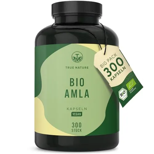 Bio Amla (Amalaki) Kapseln - 1500mg - 300 natürliche Amalaki Kapseln à 500mg für 100 Tage - 100% reinstes & hochwertiges Amla Fruchtpulver - hochdosiert, vegan - TRUE NATURE®