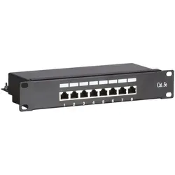 DSIT Serverschrank Patchpanel 10" - 8-fach FTP Patchpanel CAT 5e - Servergehäuse mit 8 Ports x RJ45 Anschlussbuchsen, ideal für eine übersichtliche und geordnete Verkabelung in Serverschränken. Perfekt für CAT 5e Netzwerke!