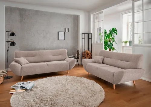Home affaire Polstergarnitur Drago, modern und zeitlos, aktuelle Formensprache, komfortabel, (Set, 2-tlg., 3-Sitzer und 2-Sitzer), als Sessel/Polsterecke erhältlich, versch. Stoffe, inkl. 2 Zierkissen