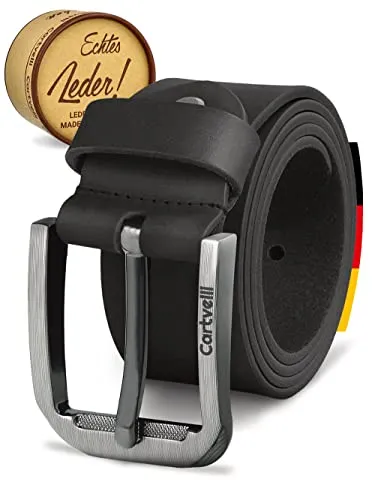 Cartvelli Premium Ledergürtel Herren Grau 90cm - Herren-Gürtel aus hochwertigem Vollleder, langlebig und umweltfreundlich gegerbt. Kommt in eleganter Geschenkbox – ideal als stilvolles Geschenk!