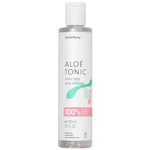 HelloBody Aloé Tonic PCR - Gesicht Peeling (150 ml) – regenerierendes & feuchtigkeitsspendendes chemisches Peeling – Zellerneuernde Hautpflege mit AHA, Aloe Vera und Gurkenwasser
