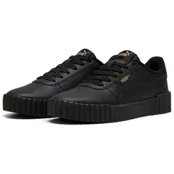 PUMA Damen Carina 3.0 Sneaker - Stilvoll in Black Gold, 41 EU - Damen-Sneaker mit gedrucktem PUMA Branding und stylischem Formstrip, ideal für modische Auftritte und den Alltag.