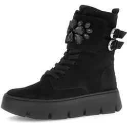 GABOR Schnürboots für Damen, Gr. 36, schwarz - Modische Schnürboots aus Veloursleder mit Gabor BEST FITTING Technologie für optimalen Tragekomfort, ideal für Wanderungen und Freizeit.