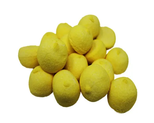 Fruchtgummi Bären & Co. Süßigkeit, Mellow Speckbälle gelb große gezuckerte Schaumzuckerbälle 125g