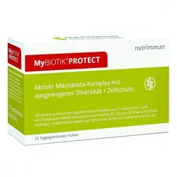 Mybiotik Protect Pulver - Nahrungsergänzungsmittel mit 11 aktiven Bakterienkulturen und Vitamin B2 für eine gesunde Darmflora und Zellschutz, gluten- und laktosefrei im praktischen Portionsbeutel.