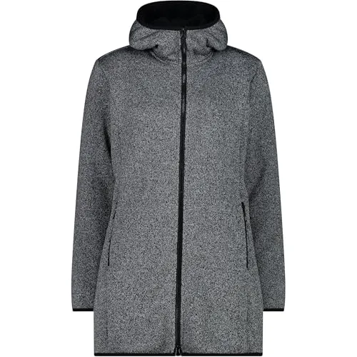 CMP Woman Parka FIX Hood alluminio-nero (02TS) 42 - Funktionsjacke für Damen mit innovativen Knit Tech und High Loft Fleece für optimale Wärme und Komfort, ideal für den urbanen Alltag.