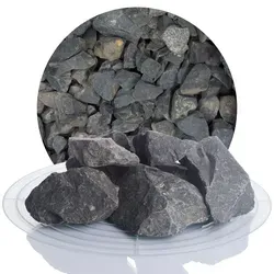 Basalt Gabionensteine anthrazit 32-60 mm - 25 kg Sack - Gabionen mit edlen Basaltsteinen, die bei Nässe tiefschwarz werden. Ideal für Sichtschutz, Lärmschutz oder kreative Deko im Garten.