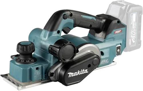 Makita Hobel KP001GZ XGT - Akkubetriebener Falzhobel, 40V, 82mm - Elektrohobel mit bürstenlosem Motor für hohe Leistung und lange Lebensdauer. Ideal zum Bearbeiten von Innentüren und Paneelen, geräuscharmer Betrieb mit 15000 U/min.