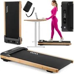 Gymtek® Laufband XT250 - Ultraflaches Walking Pad bis 110 kg, 8 km/h - Schwarz/Braun - Das Gymtek Laufband XT250 ist ideal für aktive Pausen im Home Office. Mit rutschfestem Laufgurt, Bluetooth für Fortschrittsverfolgung und platzsparendem Design ist es der perfekte Begleiter für Fitness und Alltag.
