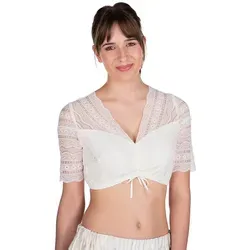 MarJo Dirndlbluse GL-6-Gusta-Finja Off White - 36 - Dirndlbluse aus zarter Spitze, ideal für traditionelle und moderne Dirndl. Mit V-Ausschnitt und floralem Spitzenmuster sorgt sie für einen eleganten Look.