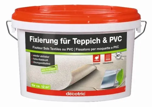 Decotric Fixierung für Teppich und PVC 3 kg - Kleber & Leime, stark haftend und ideal für eine dauerhafte Fixierung von Teppich und PVC-Böden.