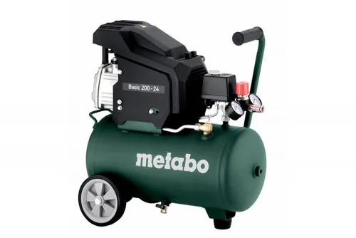 Metabo Kompressor Basic 200-24 - Kompakter 24-Liter Kompressor mit 1,2 kW Leistung. Ideal für den professionellen Einsatz, bietet er eine hohe Durchflussrate von 70 l/min und ist portabel für flexibles Arbeiten.