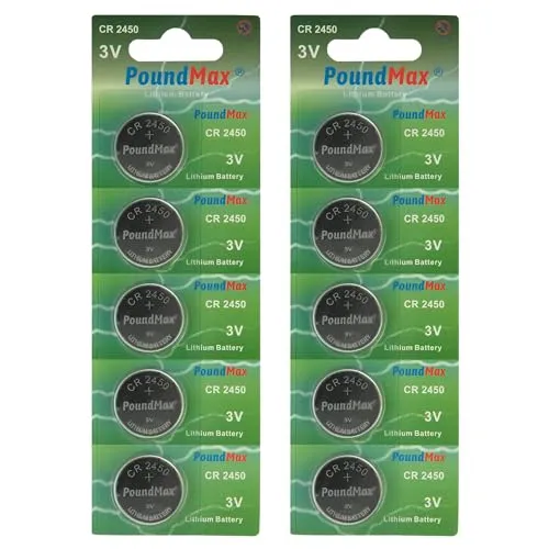 CR2450 DL 2450 Lithium Button Cell Batteries, CR 2450 3V Coin Battery, Child Safe Packaging, for Smart Home Devices, Small Electronic Devices, Car Keys and Other Applications, Silver 10 x