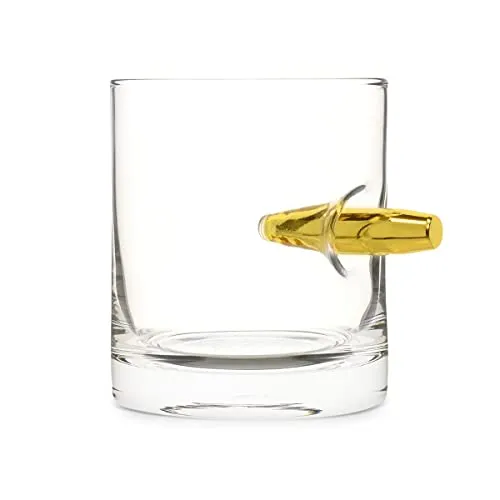 Bar Amigos Crystal Bullet Whiskyglas, einzelnes Whiskyglas, 300 ml, einzigartiges Whiskey-Scotch-Probierglas, Geschenkset, transparent