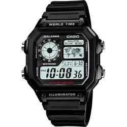 Casio AE-1200WH-1A Digitaluhr - Armbanduhren für Herren mit 10 Jahren Akkulaufzeit, Weltzeitfunktion und wasserdicht bis 100 Meter - ideal für Abenteuer und Alltag.