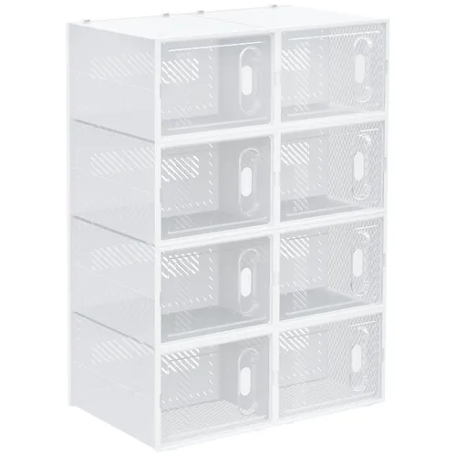 8er Set Schuhboxen mit magnetischen Türen - Schuh-Organizer - Regale & Aufbewahrung - Transparente Schuhboxen mit magnetischen Türen für optimalen Stauraum und einfachen Zugriff auf Ihre Schuhe.