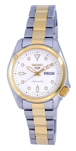 SEIKO Automatik Damenuhr SRE004K1 EA63 - Elegante Armbanduhr - Armbanduhren für Damen mit 12-Stunden-Zifferblatt, wasserdicht bis 10 m, aus hochwertigem Edelstahl und in edlem Gold-Silber-Design.
