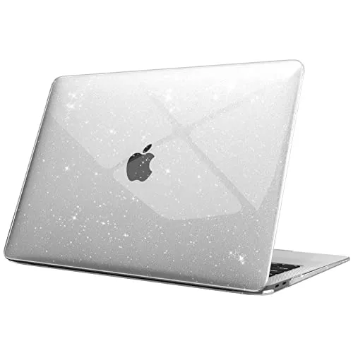 Fintie Hülle kompatibel mit MacBook Air 13 (2018-2020 Version) A2337(M1)/A2179/A1932, Ultradünne Hartschale Schutzhülle Snap Case, Transparent(Glitzer)